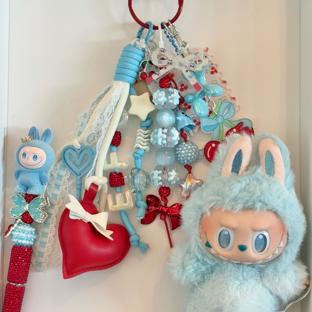 Blue and Red Plush Bunny Toy